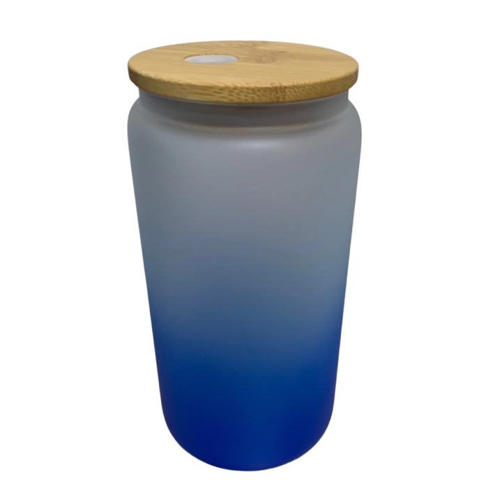 Vaso de cristal satinado con tapa de bambú