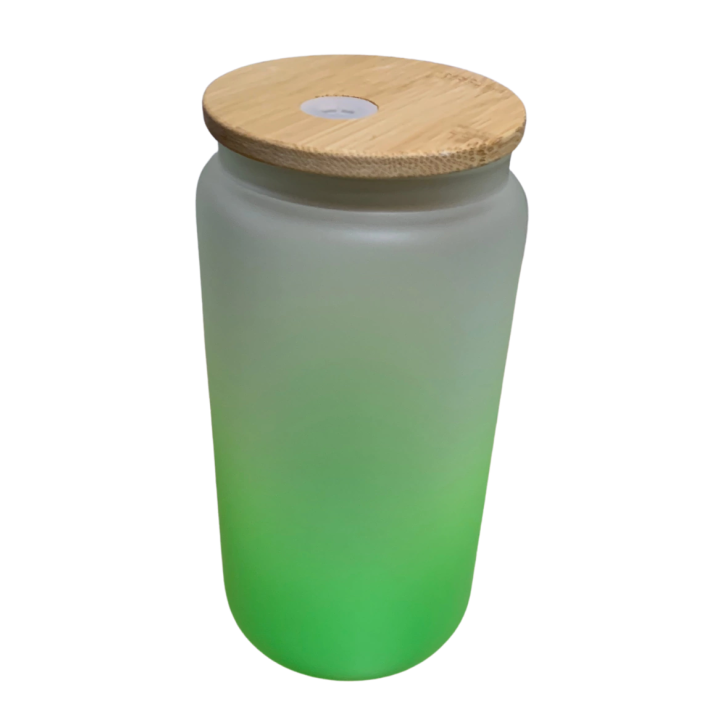 Vaso de cristal satinado con tapa de bambú