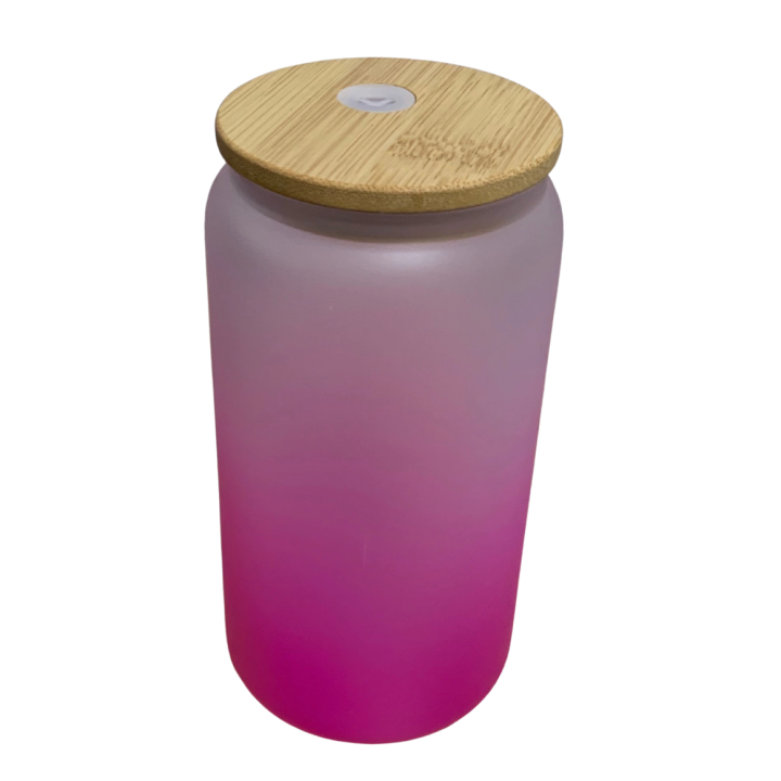Vaso de cristal satinado con tapa de bambú