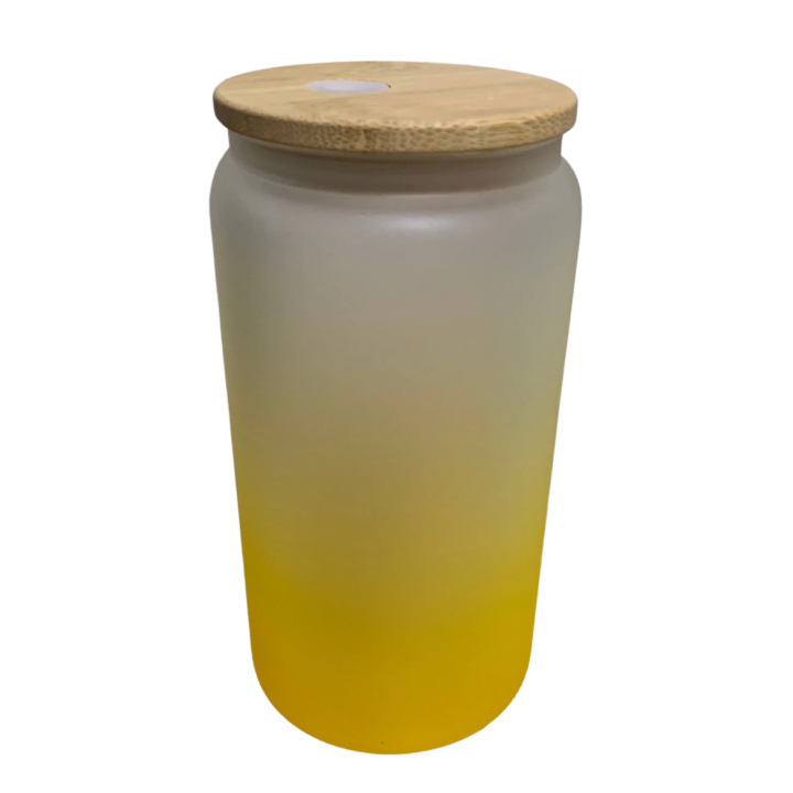 Vaso de cristal satinado con tapa de bambú